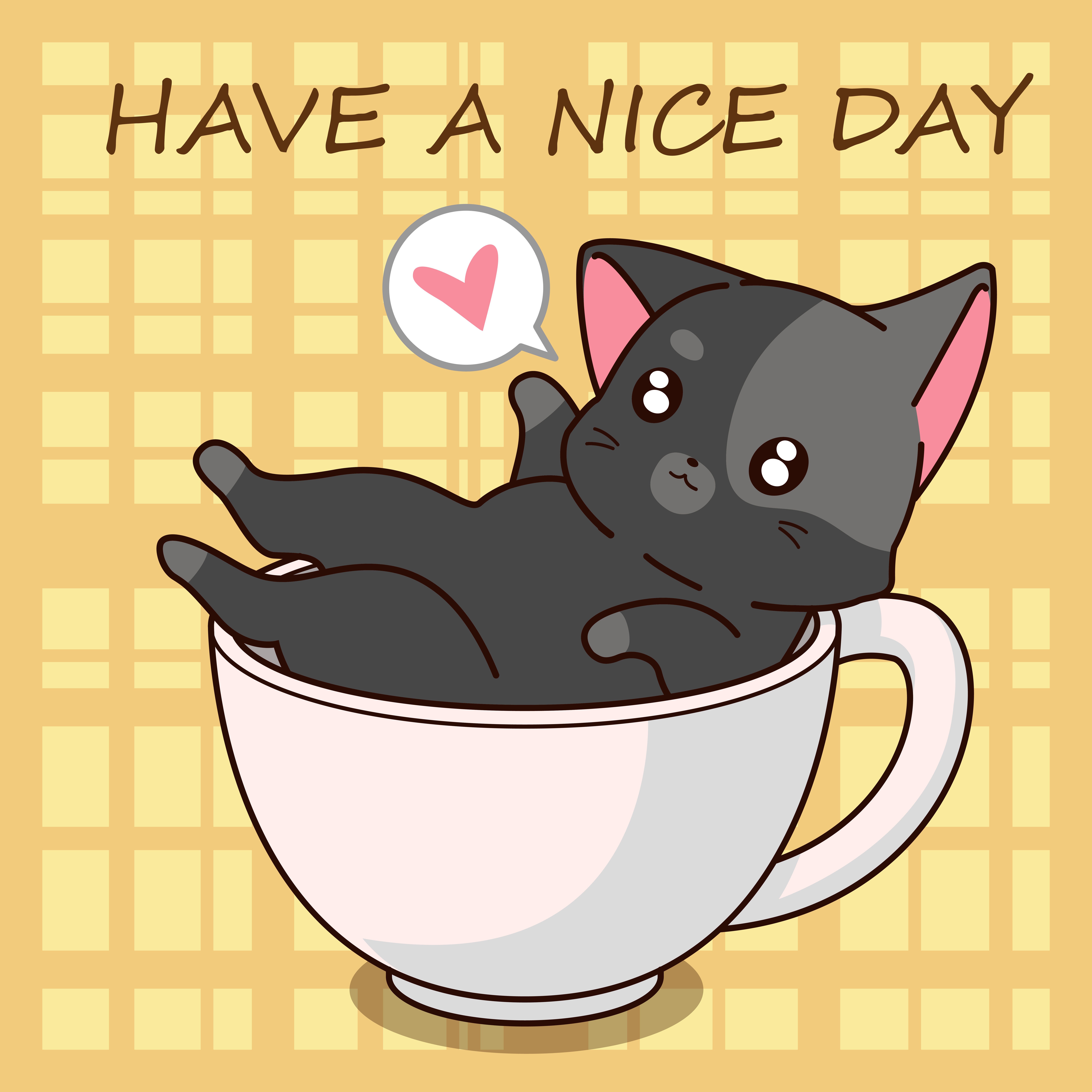 Cute cat cartoon in a cup. 534362 