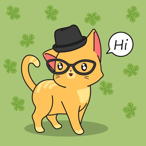 Cute cat says hi. vector