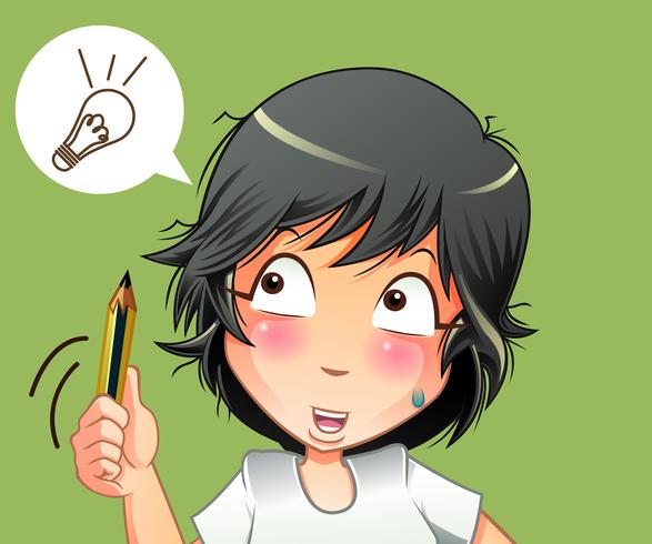 She is having an idea in cartoon style. vector