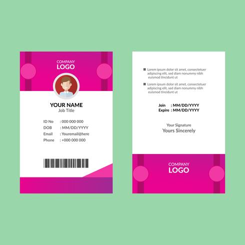 Pink ID Card Template 25 vector