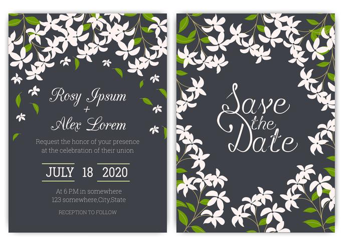 Wedding invitation card Floral hand drawn frame . vector