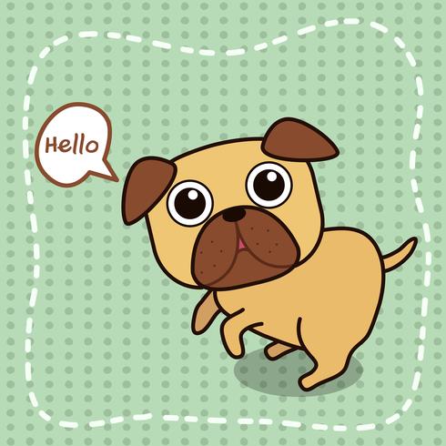 Pug dog says hello. vector