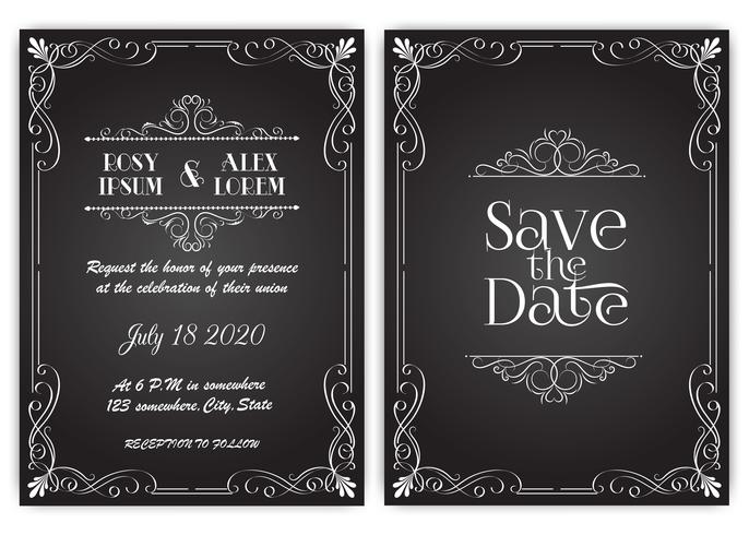 Vector set of invitation cards with  elements Wedding collection.