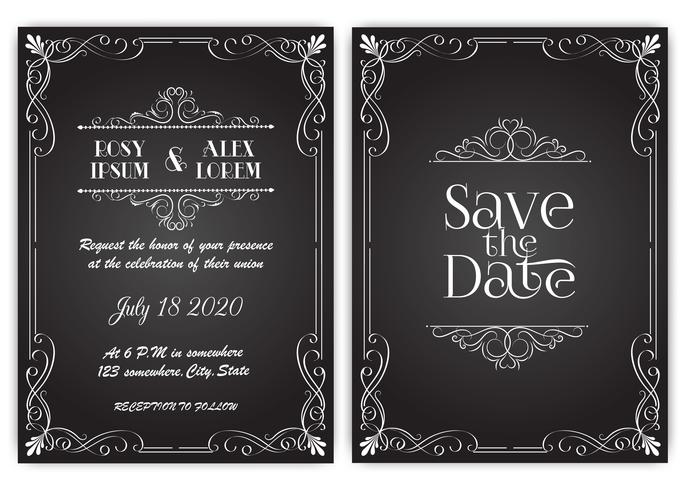 Vector set of invitation cards with  elements Wedding collection.