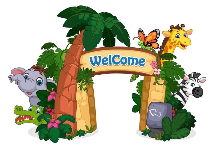 beautiful zoo entrance vector illustration