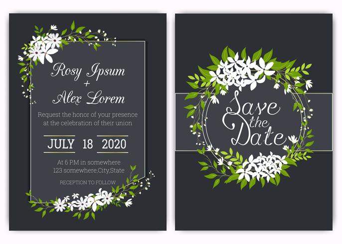 Wedding invitation card Floral hand drawn frame . vector