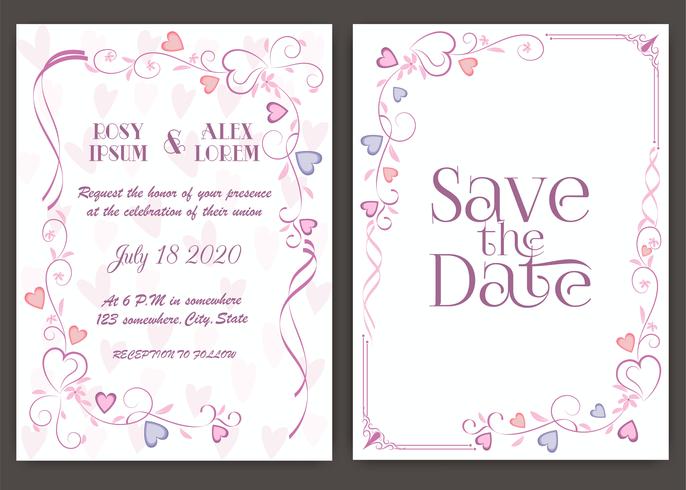 Wedding invitation card Floral hand drawn frame . vector