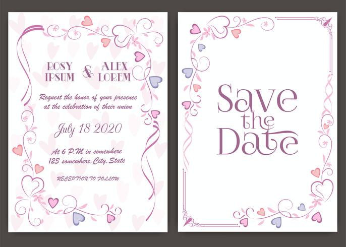 Wedding invitation card Floral hand drawn frame . vector