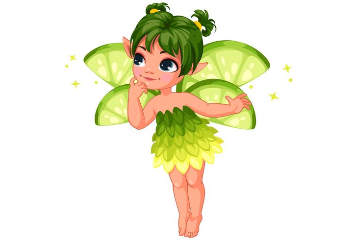 Cute little lemon fairy vector