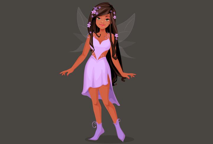 Beautiful fairy in purple dress vector