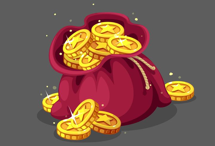 Bolsa de monedas de oro ilustración vectorial vector