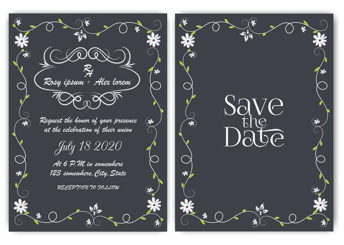 Wedding invitation card Floral hand drawn frame . vector