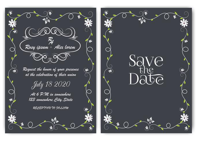 Wedding invitation card Floral hand drawn frame . vector