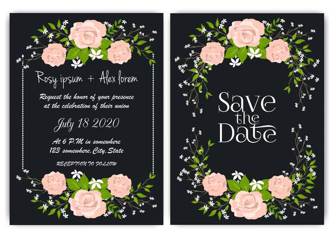 Wedding invitation card Floral hand drawn frame . vector