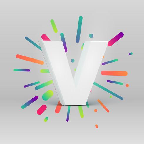 3D character from a fontset with colorful background, vector illustartion