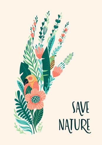 Salvar la naturaleza Día de la Tierra. Plantilla de vector, elemento de diseño vector