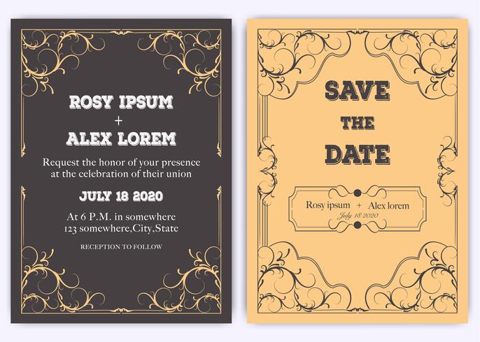 Wedding invitation card Floral hand drawn frame . vector