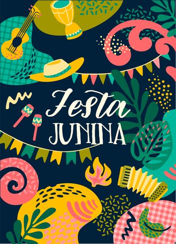 Latin American holiday, the June party of Brazil. Festa Junina. vector