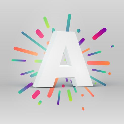 3D character from a fontset with colorful background, vector illustartion