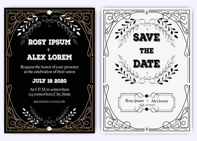 Wedding invitation card Floral hand drawn frame . vector