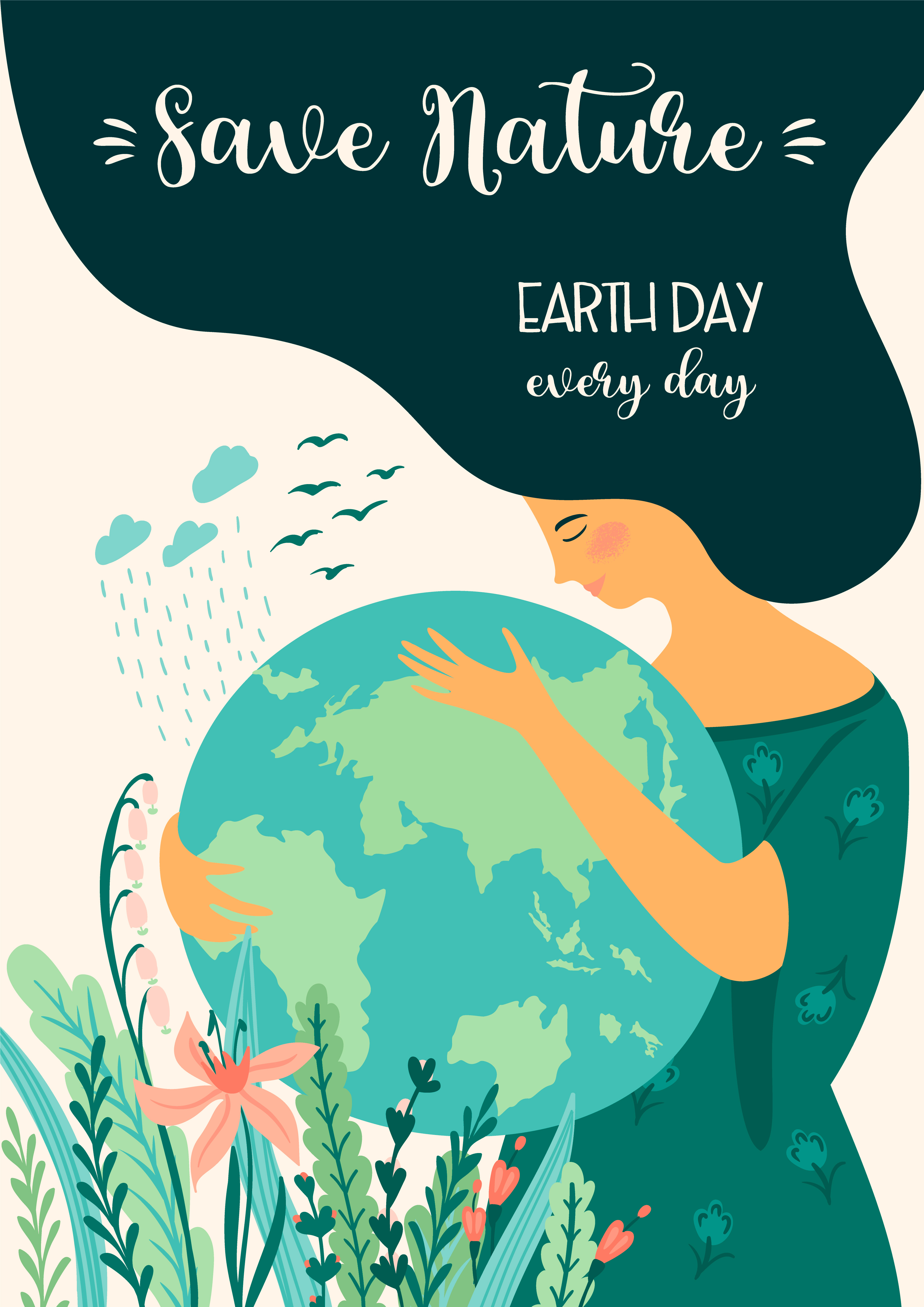 Save Nature. Earth Day. Vector template, design element 534577