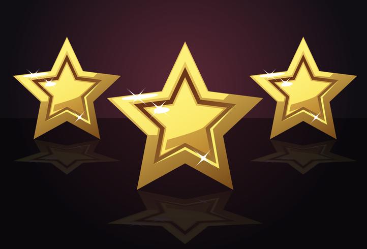 Golden three star icon vector