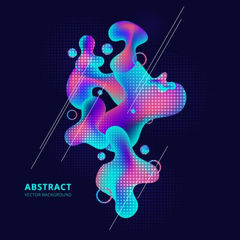 Abstract trendy fluid shape bright gradient colors on dark background. vector