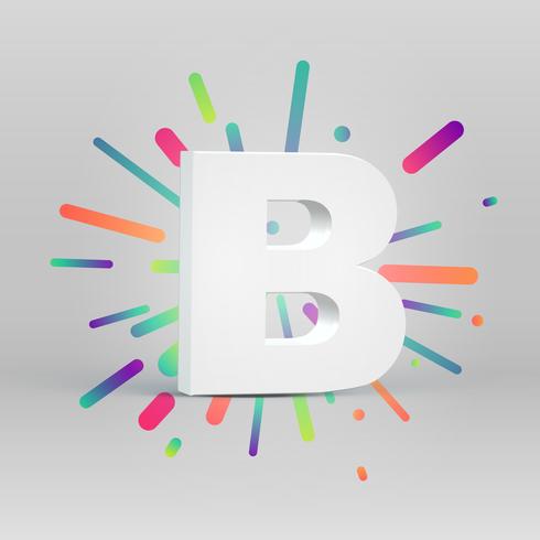 3D character from a fontset with colorful background, vector illustartion