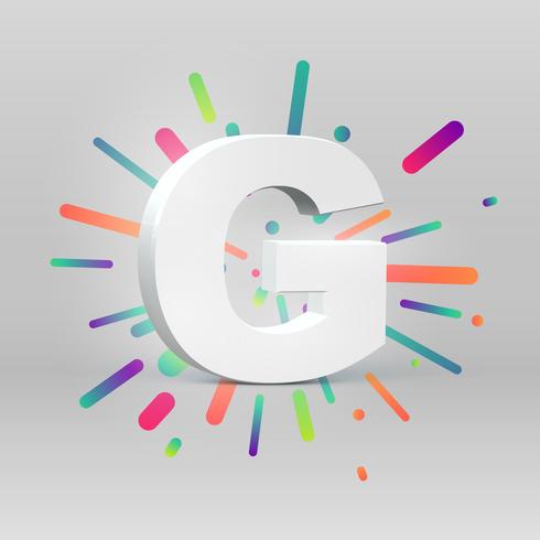 3D character from a fontset with colorful background, vector illustartion