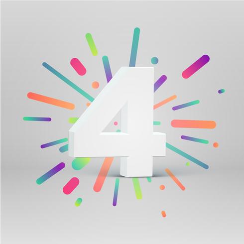3D character from a fontset with colorful background, vector illustartion