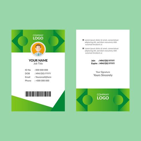 Green ID card template vector