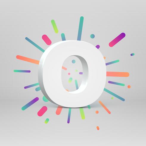 3D character from a fontset with colorful background, vector illustartion
