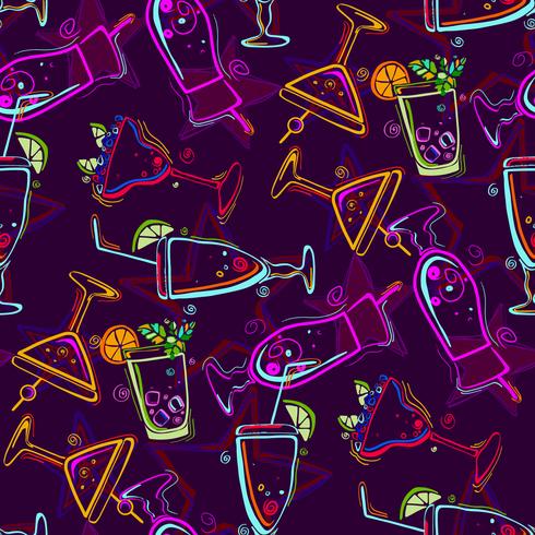 Seamless pattern with cocktails.  vector