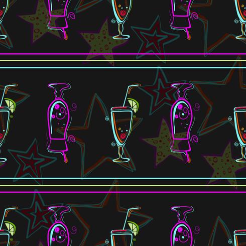 Seamless pattern with cocktails.  vector