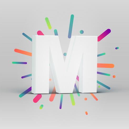 3D character from a fontset with colorful background, vector illustartion