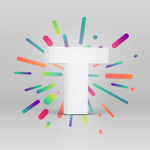 3D character from a fontset with colorful background, vector illustartion