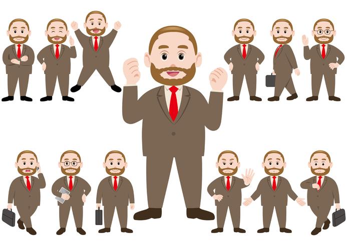Businessman in different poses isolated on white background. vector