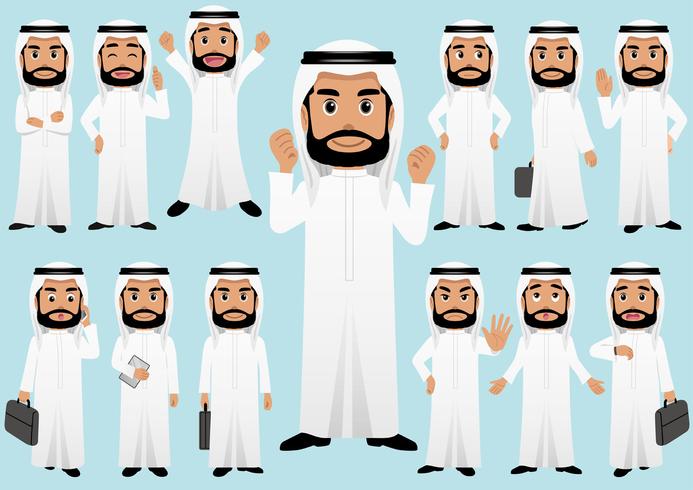 Businessman in different poses isolated on white background. vector