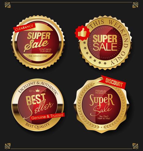 Luxury premium golden badges and labels vector