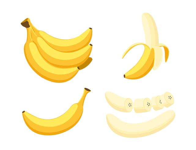 Ilustración de vector de conjunto plátano fresco aislado sobre fondo blanco