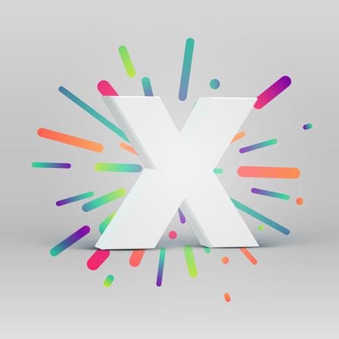 3D character from a fontset with colorful background, vector illustartion