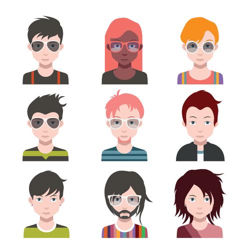 Set of people avatars with backgrounds vector