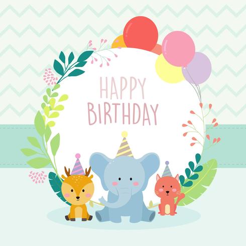 Happy Birthday Animal Greetings card vector