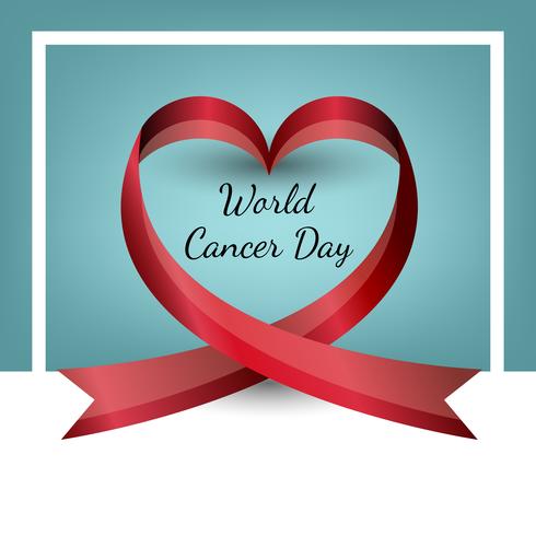 Vector ribbon in the shape of heart. World Cancer Day. Valentine s Day