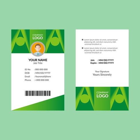 Plantilla de tarjeta de identificación verde vector