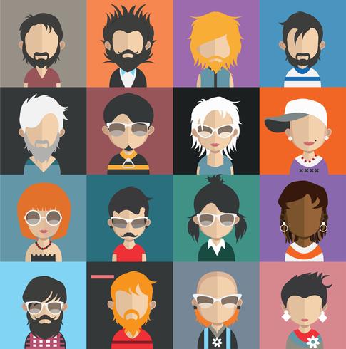Set of people avatars with backgrounds vector