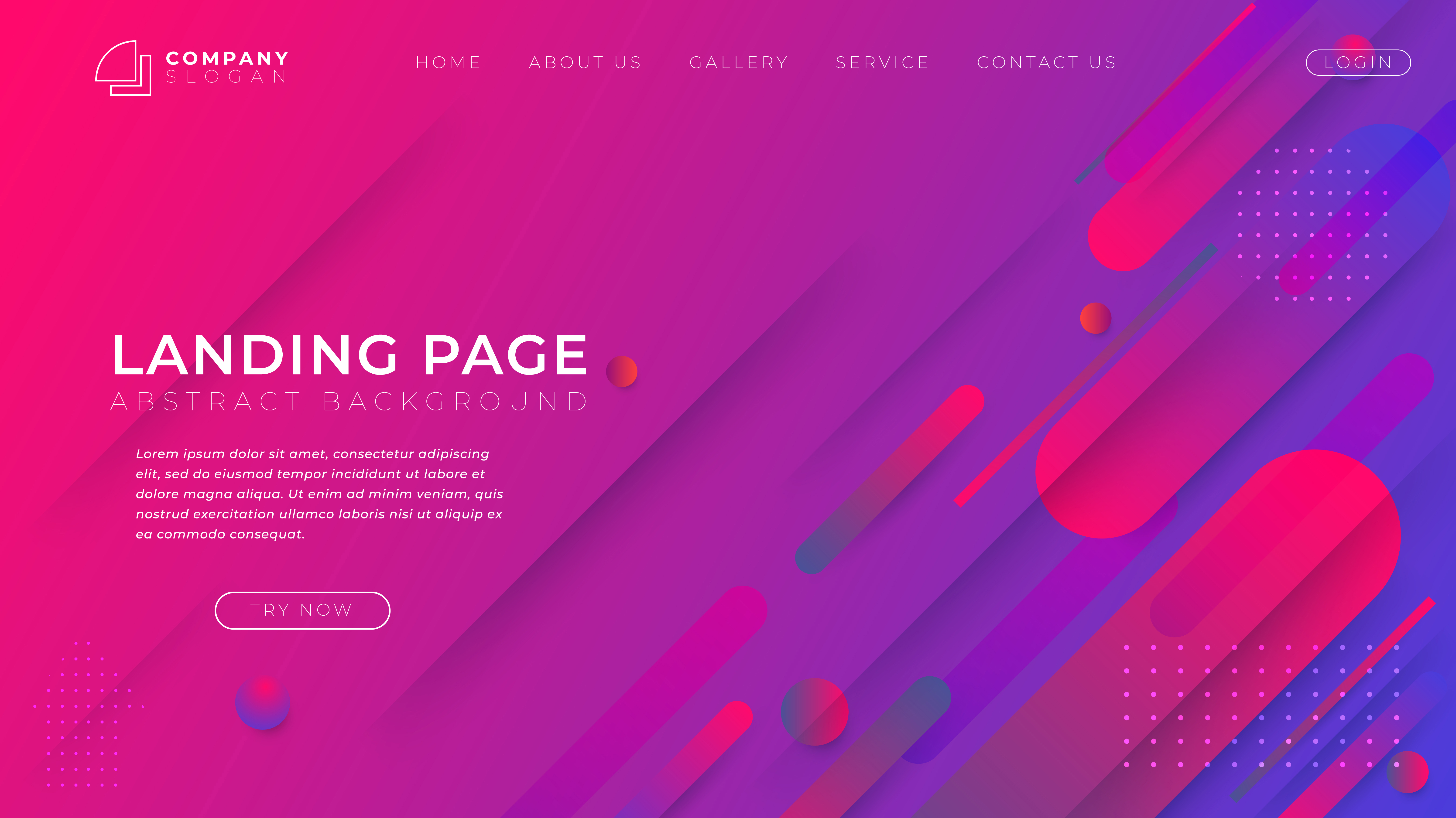 Minimal shapes and geometric background Landing page template for