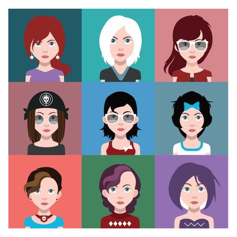 Conjunto de avatares de personas con fondos. vector