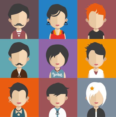 Set of people avatars with backgrounds vector