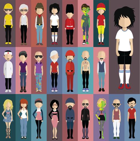 Set of people avatars with backgrounds vector